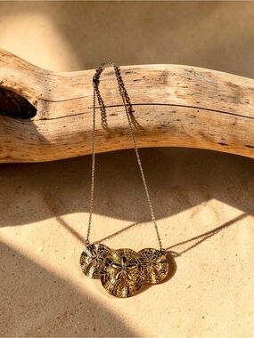 Filigree Sand Dollar Pendant Necklace - Gold
